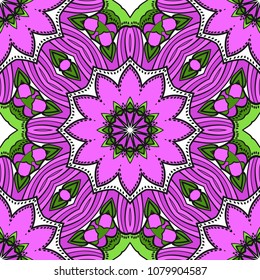 Floral Geometric seamless pattern. Decorative art deco style. Vector illustration for design, scrapbooking, fashion print