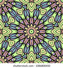 Floral Geometric seamless pattern. Decorative art deco style. Vector illustration for design, scrapbooking, fashion print