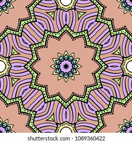Floral Geometric seamless pattern. Decorative art deco style. Vector illustration for design, scrapbooking, fashion print