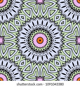 Floral Geometric seamless pattern. Decorative art deco style. Vector illustration for design, scrapbooking, fashion print