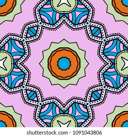 Floral Geometric seamless pattern. Decorative art deco style. Vector illustration for design, scrapbooking, fashion print