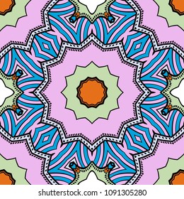 Floral Geometric seamless pattern. Decorative art deco style. Vector illustration for design, scrapbooking, fashion print