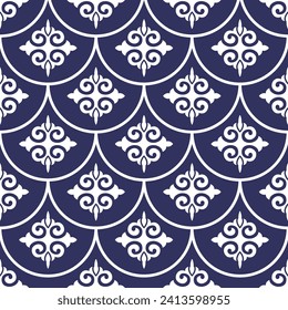 Floral geometric seamless pattern. Fabric for ornament, wallpaper, packaging, vector background.