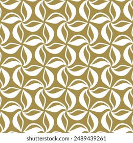 Floral geometric seamless pattern. Gold and white ornament. vector background.