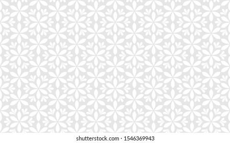 Floral geometric seamless pattern. Gray and white ornament. Fabric for ornament, wallpaper, packaging, vector background
