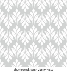 Floral geometric seamless pattern. Gray and white ornament. Fabric for ornament, wallpaper, packaging, vector background.