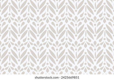 Patrón sin costuras geométricas florales. Adorno gris y blanco. Tela para el ornamento, papel pintado, embalaje, fondo del vector.