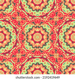 Floral geometric seamless pattern. Modern tile design. Spots contemporary mosaic. Minimalist doodle lace.  Retro design fabric ornament. Packaging subtle moroccan pattern.