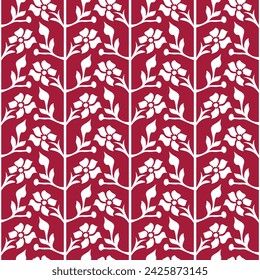Patrón sin costuras geométricas florales. Adorno rojo y blanco. Tela para el ornamento, papel pintado, embalaje, fondo del vector.