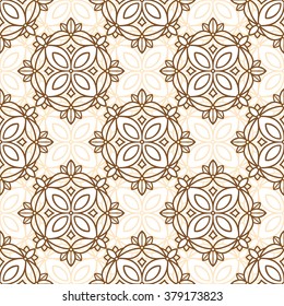 floral geometric seamless pattern with round shapes