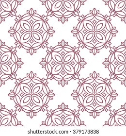 floral geometric seamless pattern with round shapes