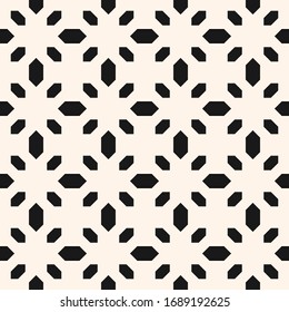Floral geometric seamless pattern. Simple minimal vector ornament with small flower shapes, diamonds. Elegant minimalist background. Texture in oriental style. Repeat design for print, wallpapers