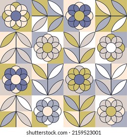 Floral geometric shape art fashion style seamless pattern design. Fabric and card print. 