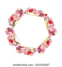 Floral geometric vector design frame. 
