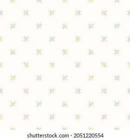 Blumengeometrisches Vektormuster. Abstrakter nahtloser bunter Ornament mit Sternen. Funky minimale Textur. Trendy Hintergrund für Design-Tapeten, Kleidung, Textilien, Cover, Druck, Stoff, Umhüllung
