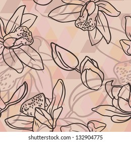 floral geometric vector seamless pattern, endless pattern with flowers