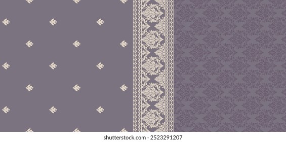 floral geometrical ikat ethnic chunri allure seamless pattern and digital borders for digital printing