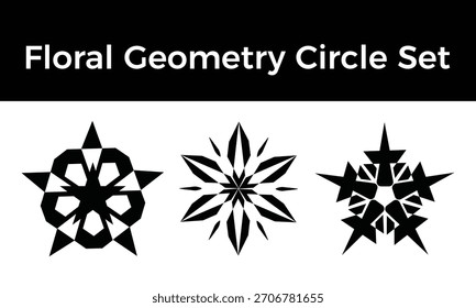 Floral Geometry Circle Set – Geometric Floral Designs, Modern Abstract Flower Shapes, and Decorative Botanical Vector Elements. Modern Shape Design