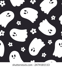 Floral Ghost Pattern Halloween Ghost Background 