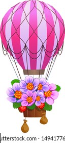 Floral gift, air balloon with flowers.