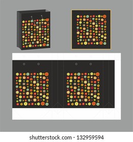 Floral gift bag, package, gift pocket design, seamless floral pattern