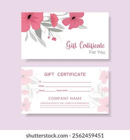 Floral gift certificate template or greeting card background template. Floral gift voucher background. Vector.