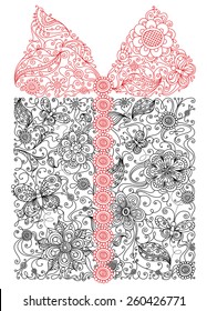 Floral gift. Illustration with abstract floral elements and patterns for your design isolated on white background. Floral gift. Illustration with abstract floral elements and patterns for your design isolated on white background.