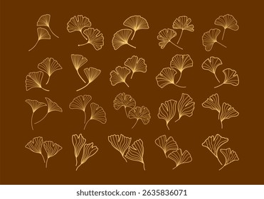 Floral Ginkgo Leaf Element Set