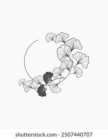 Floral Ginkobiloba Leaves Natural Hand Drawing Decorations Illustration