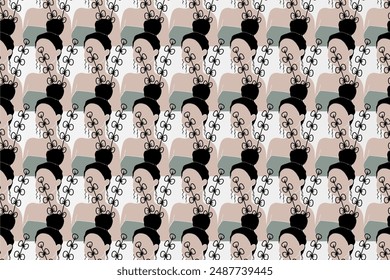 Floral girl seamless pattern illustration background. Botanical seamless pattern background