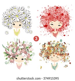 Floral girls. Seasons concept for your design