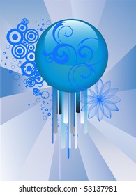 floral glass button - vector
