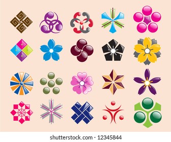 Floral glossy icons (vector)
