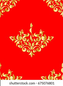 floral with gold color seamless pattern