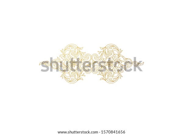 Floral gold decoration, frame, vignette. Arabic and\
Eastern motifs. Arab ornamental illustration, flower garland.\
Isolated line art ornaments. Golden ornament with leaves, curls for\
invitations, cards