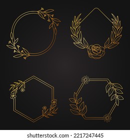 floral gold frame suitable for wedding invitation design