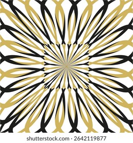 Floral gold icon. Abstract radial shape. Symmetric ornate figure. Vector mandala form.