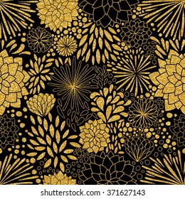 Floral gold ornament. Vector gold seamless patterns. Modern stylish texture. Trendy gold glitter texture