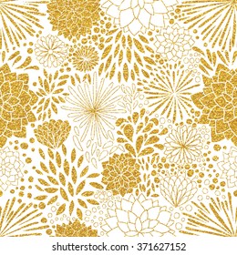 Floral gold ornament. Vector gold seamless patterns. Modern stylish texture. Trendy gold glitter texture