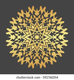 Floral gold round decorative ornament. 