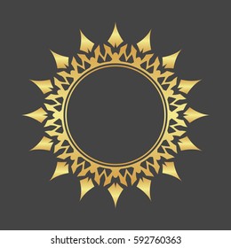 Floral gold round decorative ornament. Abstract luxury star. Decoration element.