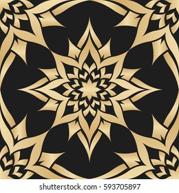 Floral gold round decorative ornament. 