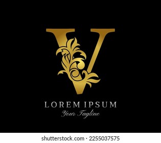 Floral Gold U Luxury Logo Icon. Classy U Letter Logo Design Vector.