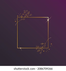 floral golden frame vector on the dark background