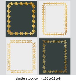 Floral Golden Frame Vector Set,classic, ornament, traditional, oriental, boutique, element, motif, vignette, curve, arabesque, moroccan, oval, ottoman, texture, illustration, abstract, gradient