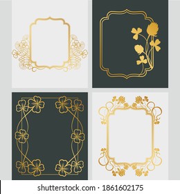 Floral Golden Frame Vector Set,classic, ornament, traditional, oriental, boutique, element, motif, vignette, curve, arabesque, moroccan, oval, ottoman, texture, illustration, abstract, gradient