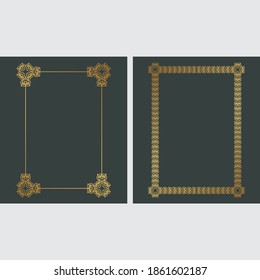 Floral Golden Frame Vector Set, clásico, ornamental, tradicional, oriental, boutique, elemento, motivo, viñeta, curva, arabesco, marroquí, oval, otomano, textura, ilustración, abstracto, gradiente