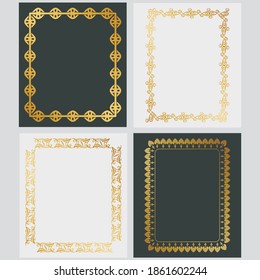 Floral Golden Frame Vector Set,classic, ornament, traditional, oriental, boutique, element, motif, vignette, curve, arabesque, moroccan, oval, ottoman, texture, illustration, abstract, gradient