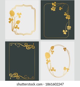 Floral Golden Frame Vector Set,classic, ornament, traditional, oriental, boutique, element, motif, vignette, curve, arabesque, moroccan, oval, ottoman, texture, illustration, abstract, gradient