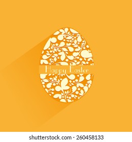Floral golden orange easter egg. Vector